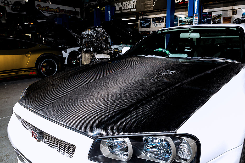 Top Secret BNR34 Dry Carbon Bonnet