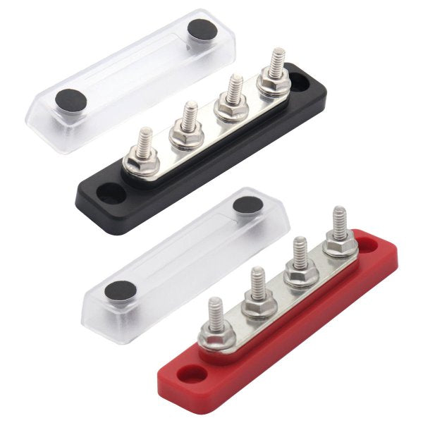Do-Luck 4-Way Power Distribution Block (Bus Bar), Red/Black