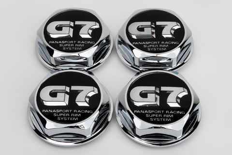 Panasport G7 C5C2 66mm Reproduction Center Caps *Black/Chrome*