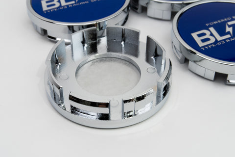 Blitz BRW 03 Reproduction Center Caps *Blue/Chrome*