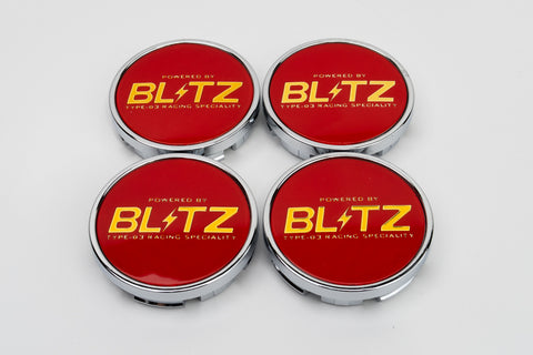 Blitz BRW 03 Reproduction Center Caps *Red/Gold/Chrome*