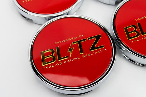 Blitz BRW 03 Reproduction Center Caps *Red/Gold/Chrome*