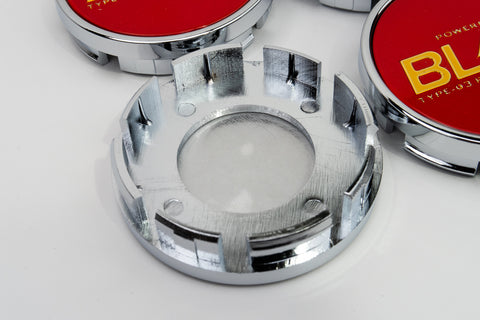 Blitz BRW 03 Reproduction Center Caps *Red/Gold/Chrome*