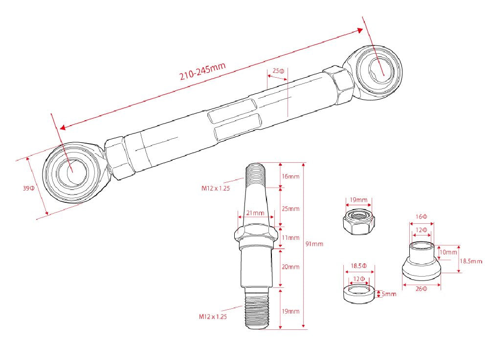 D-Max Toyota Mark 2 / Chaser / Cresta (JZX90 / JZX100) D1 Spec Pillow Ball Rear Toe Control Arms
