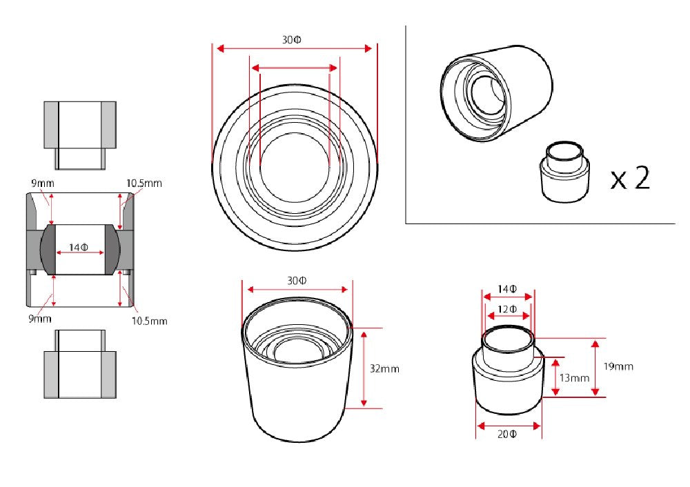 D-Max Nissan Skyline GT-R (BNR32 / BCNR33 / BNR34) D1 Spec Rear Knuckle Pillow Balls, Full Car