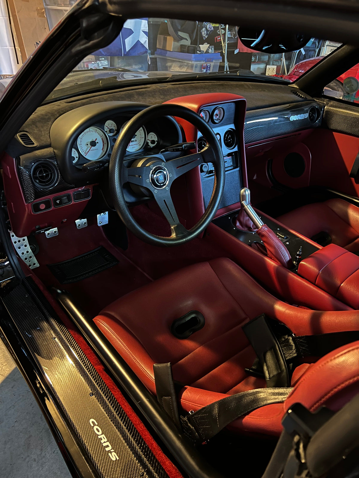 ZOOM ENGINEERING Mazda Roadster (NA6 / NA8) Eunos NA Roadster Manual Trad Style Console (NA Red Leather) (Black LeatherBlack Black N)