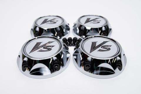 WORK VS-SS Reproduction Center Caps * Chrome / White *