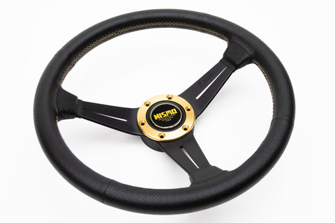 350mm Nardi Rally Deep Corn *Gold Stitching / Nismo Horn*