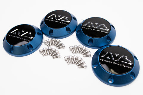 Yokohama AVS Model 6 Reproduction Center Caps *Anodized Blue*