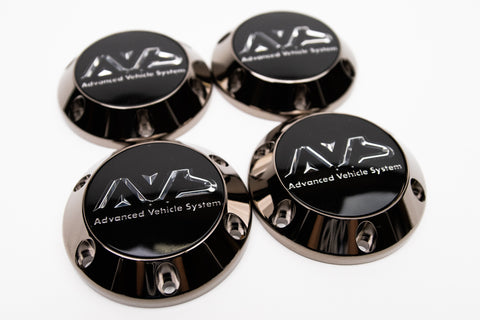 Yokohama AVS Model 6 Reproduction Center Caps *Black Chrome Plated*