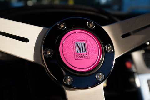 ND Osaka Pink Horn Button *Black Chrome Trim Ring*