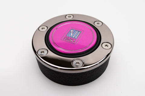 ND Osaka Pink Horn Button *Black Chrome Trim Ring*