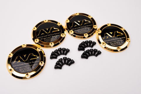 Yokohama AVS Model 5 Reproduction Center Caps *24k Gold Plated / Black*