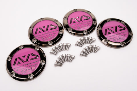 Yokohama AVS Model 5 Reproduction Center Caps *Dark Pink / Black Chrome *