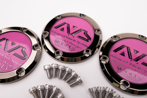 Yokohama AVS Model 5 Reproduction Center Caps *Dark Pink / Black Chrome *