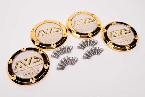 Yokohama AVS Model 5 Reproduction Center Caps *24k Gold Plated / White*