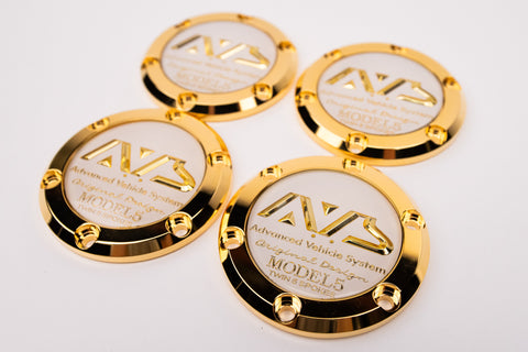 Yokohama AVS Model 5 Reproduction Center Caps *24k Gold Plated / White*