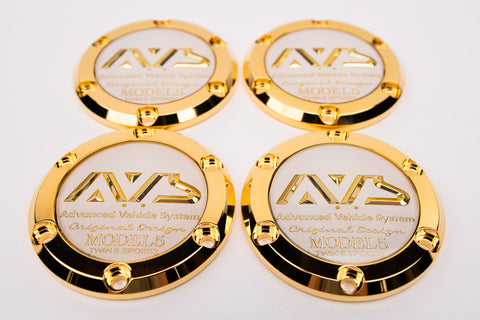 Yokohama AVS Model 5 Reproduction Center Caps *24k Gold Plated / White*