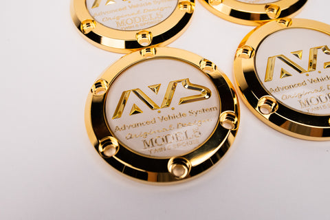 Yokohama AVS Model 5 Reproduction Center Caps *24k Gold Plated / White*