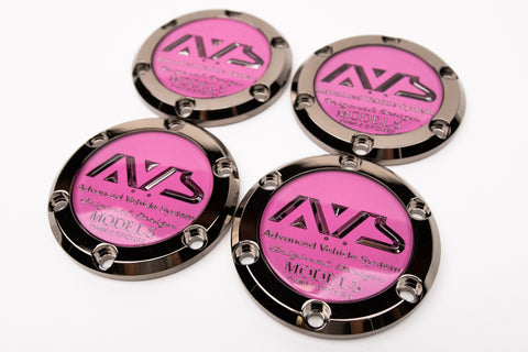 Yokohama AVS Model 5 Reproduction Center Caps *Dark Pink / Black Chrome *