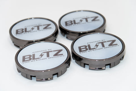 Blitz BRW03 Reproduction Center Caps *White/Black Chrome*