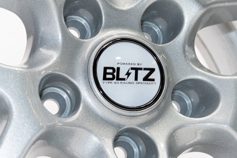 Blitz BRW03 Reproduction Center Caps *White/Black Chrome*