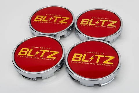 Blitz BRW03 Reproduction Center Caps *Red/Gold/Chrome*